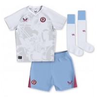 Aston Villa Ezri Konsa #4 Bortedraktsett Barn 2023-24 Kortermet (+ Korte bukser)